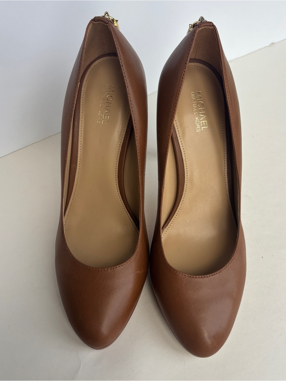 MICHAEL Michael Kors Cognac Leather Stiletto Pumps - Picture 2 of 8